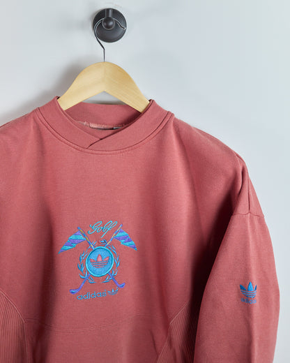 80s Adidas Golf Peach V Neck Crew Neck Jumper (M)