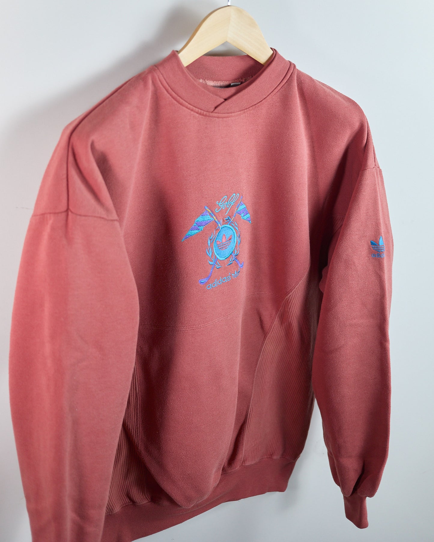80s Adidas Golf Peach V Neck Crew Neck Jumper (M)