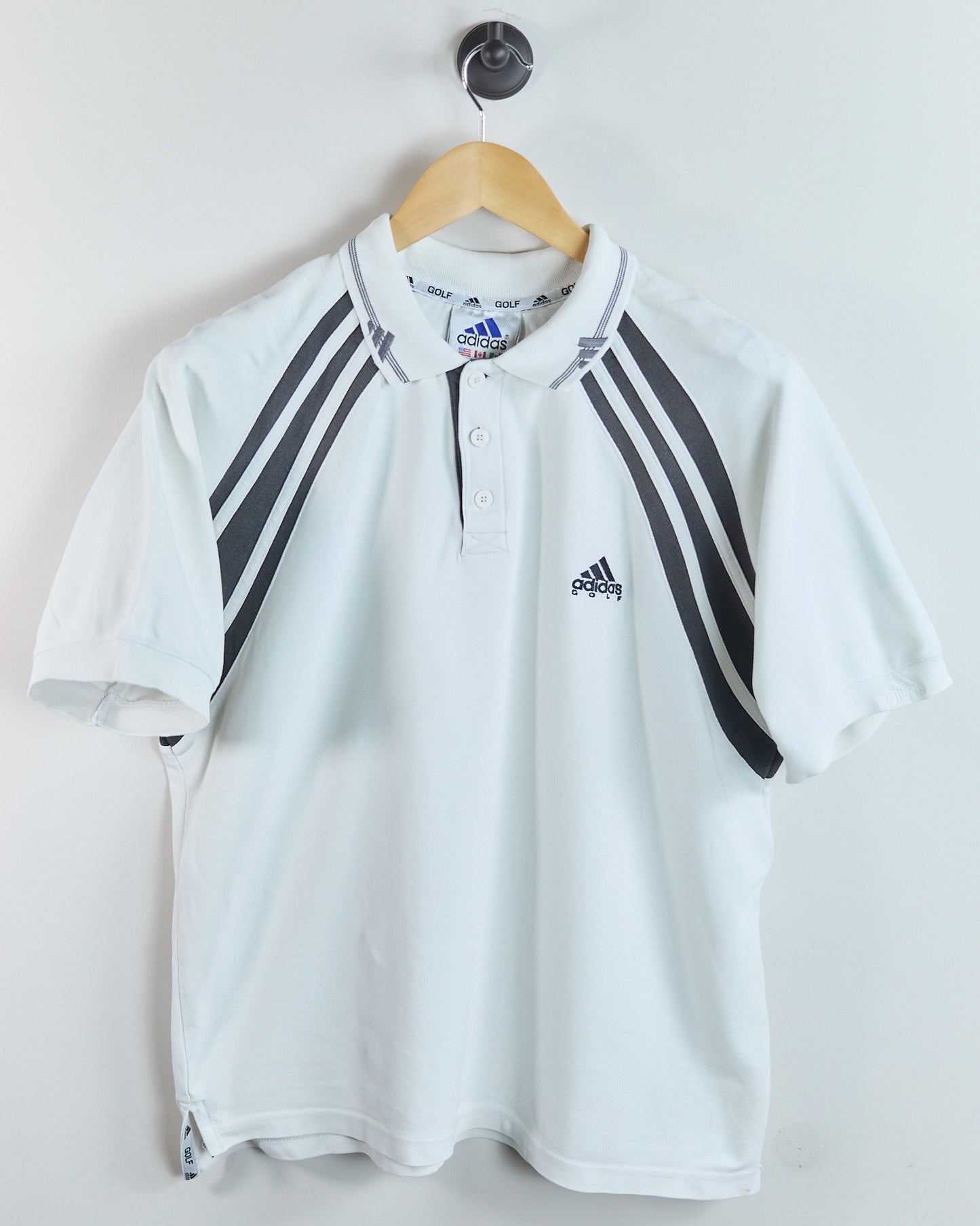 90s Adidas Golf White/Black Polo (M)
