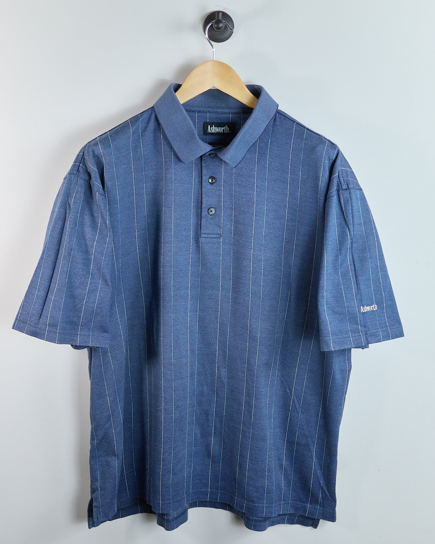 90s Ashworth Blue Stripe Weave Polo (XL)