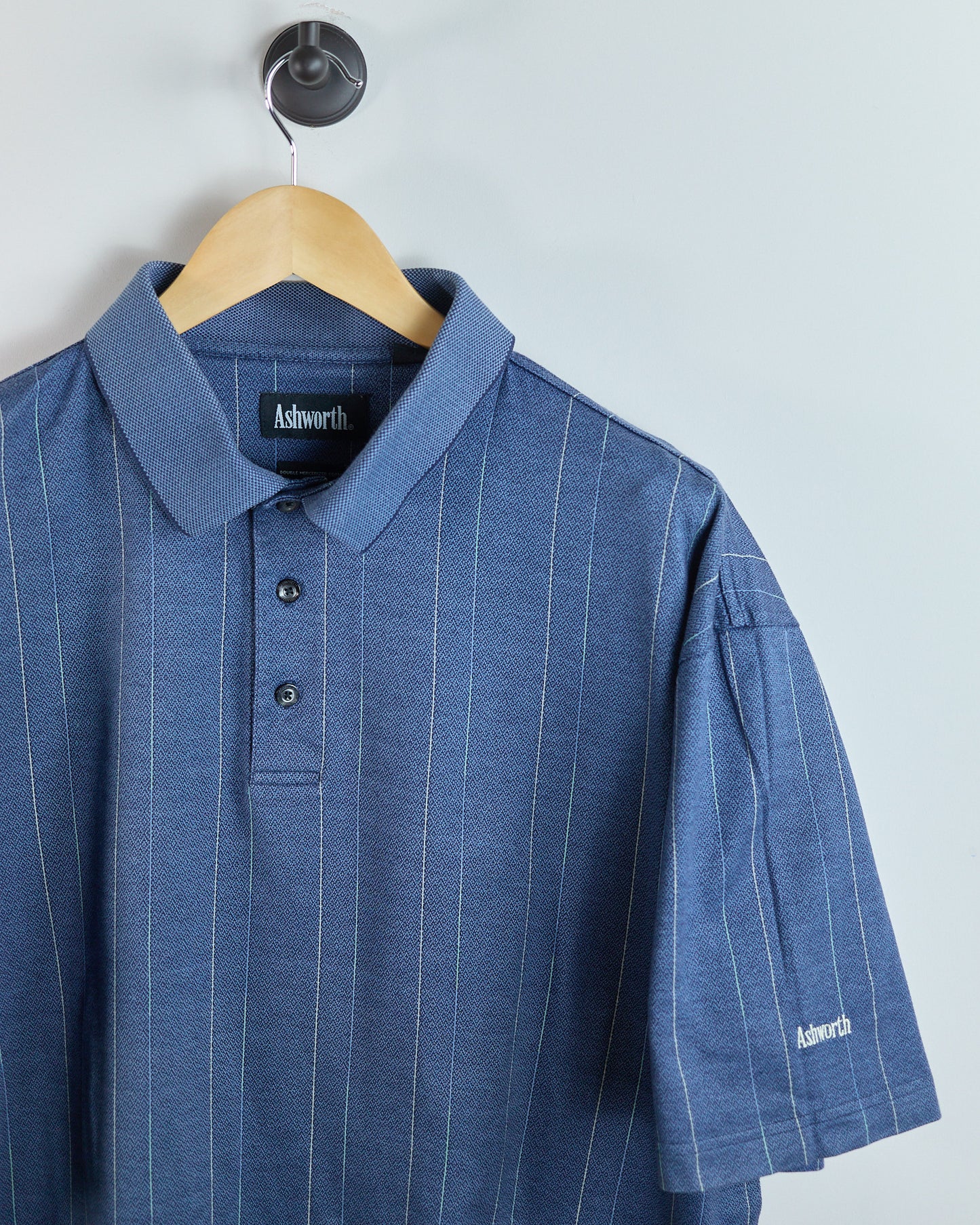 90s Ashworth Blue Stripe Weave Polo (XL)
