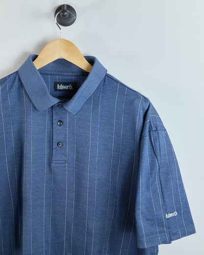 90s Ashworth Blue Stripe Weave Polo (XL)