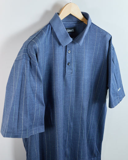 90s Ashworth Blue Stripe Weave Polo (XL)