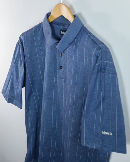 90s Ashworth Blue Stripe Weave Polo (XL)