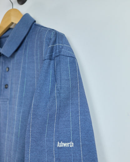 90s Ashworth Blue Stripe Weave Polo (XL)