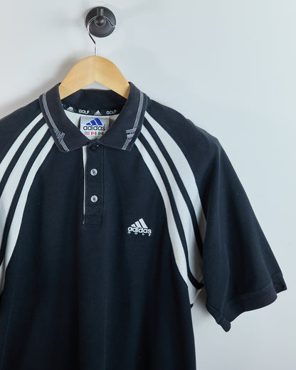 90s Adidas Golf Black/White Polo (L)