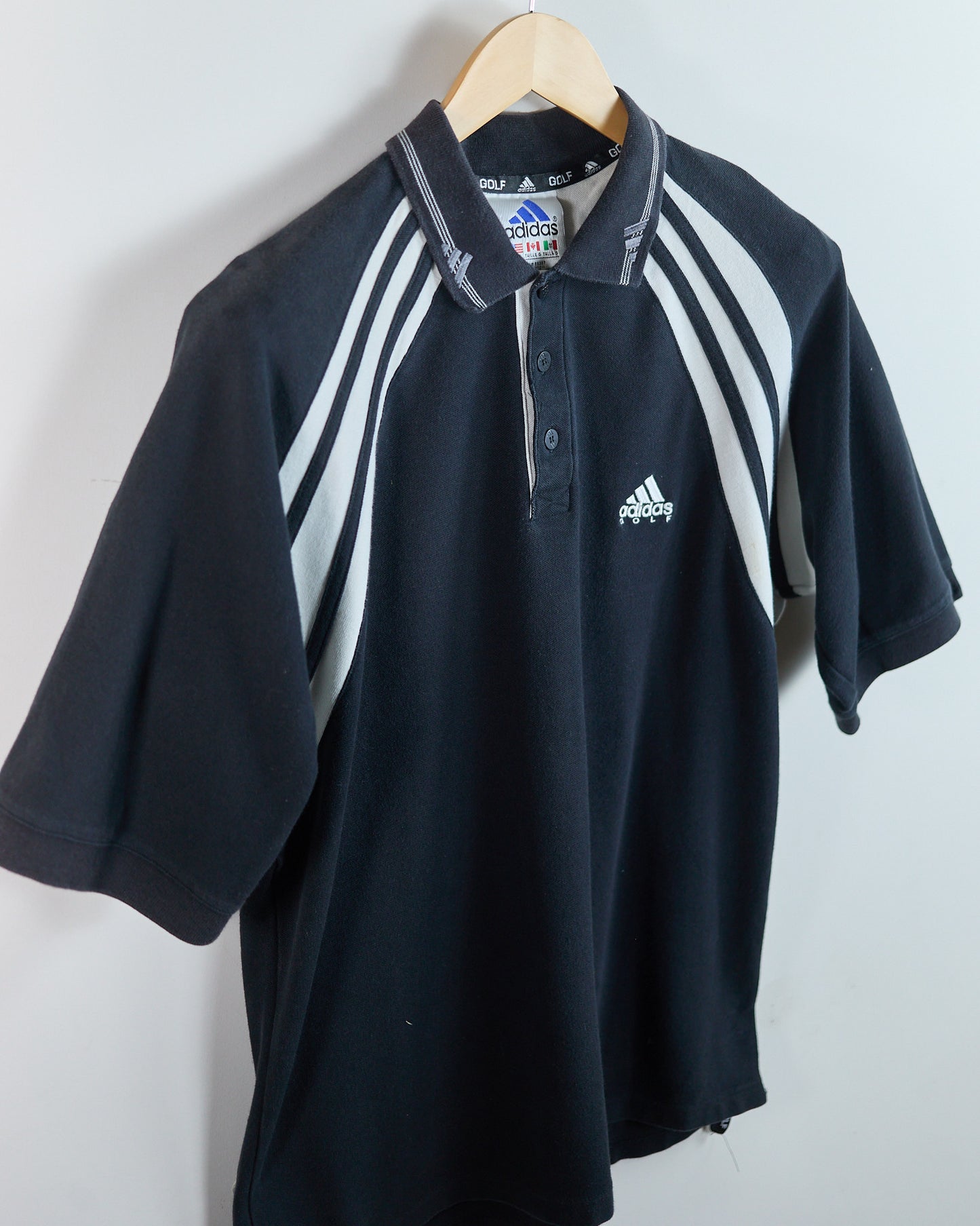 90s Adidas Golf Black/White Polo (L)