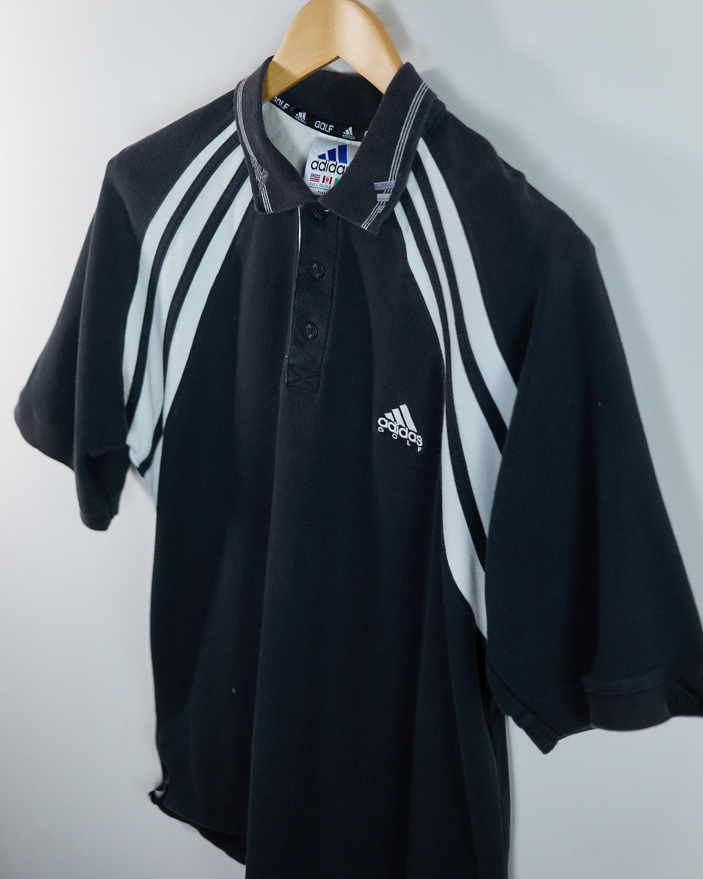 90s Adidas Golf Black/White Polo (L)