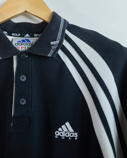 90s Adidas Golf Black/White Polo (L)