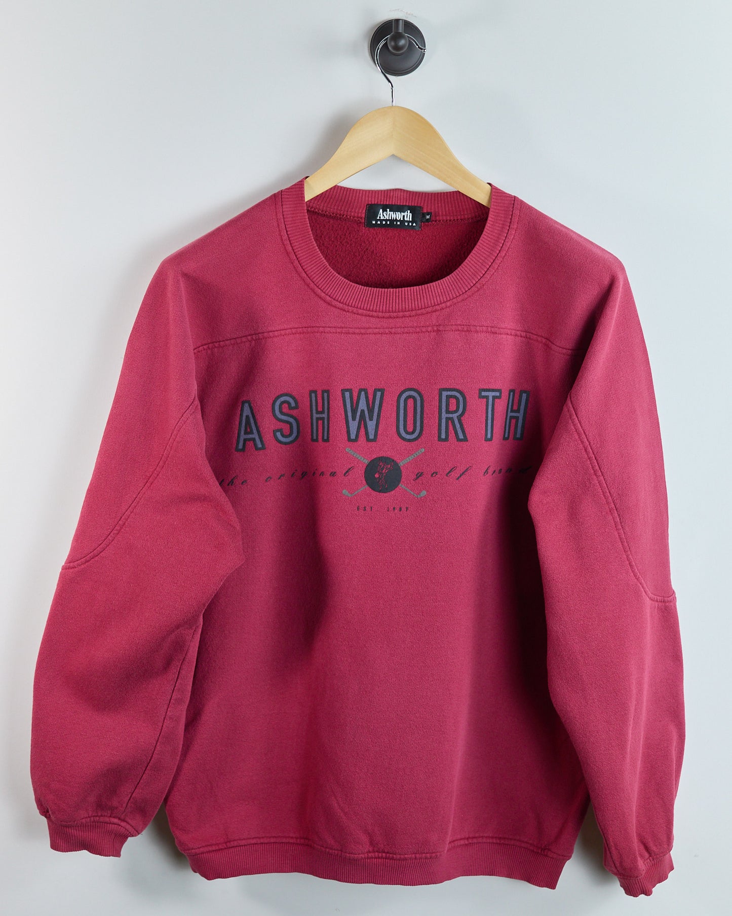 90s Ashworth Red Crew Neck Jumper (M)