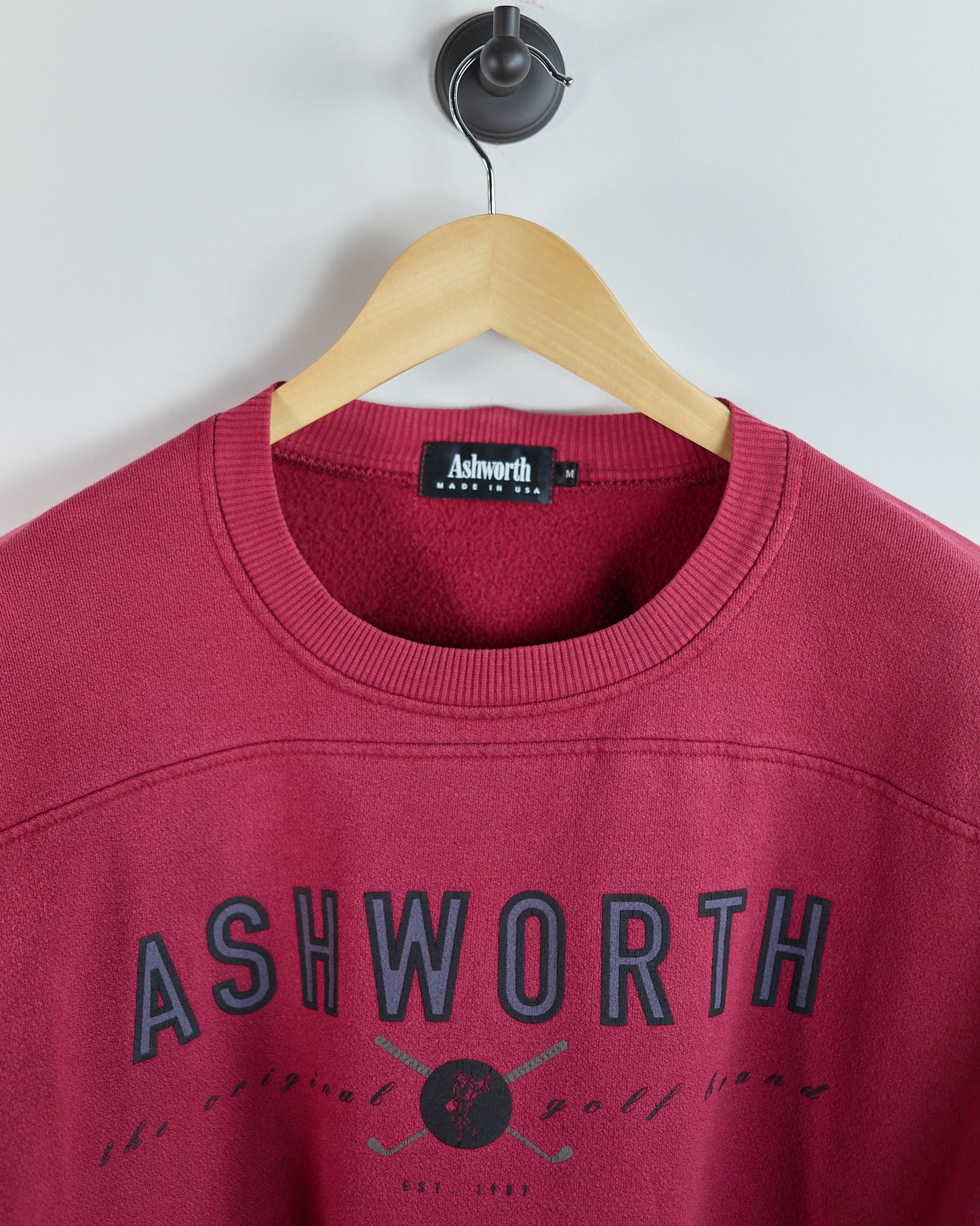 90s Ashworth Red Crew Neck Jumper (M)