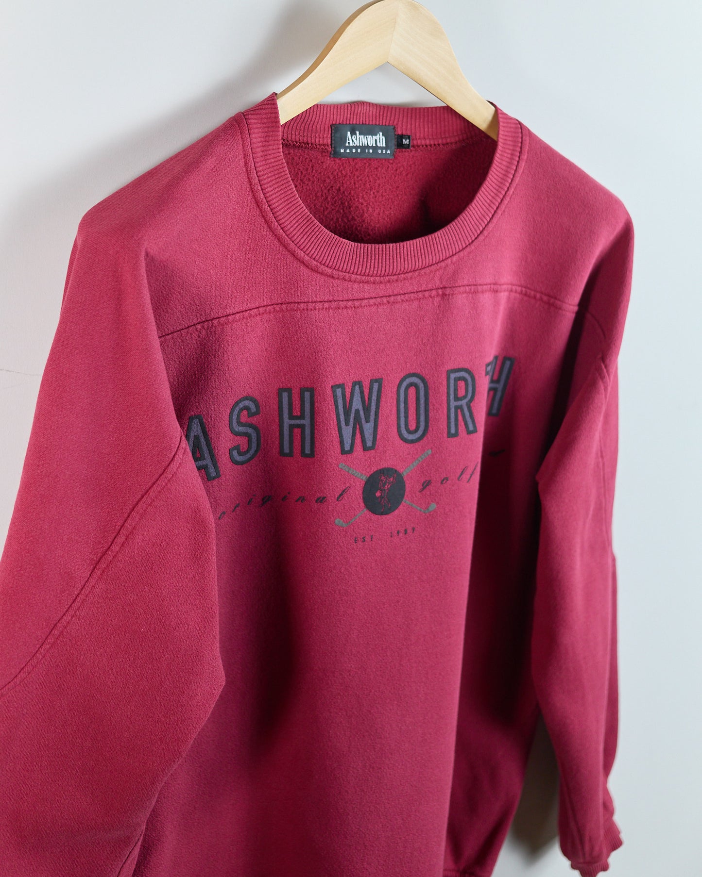 90s Ashworth Red Crew Neck Jumper (M)