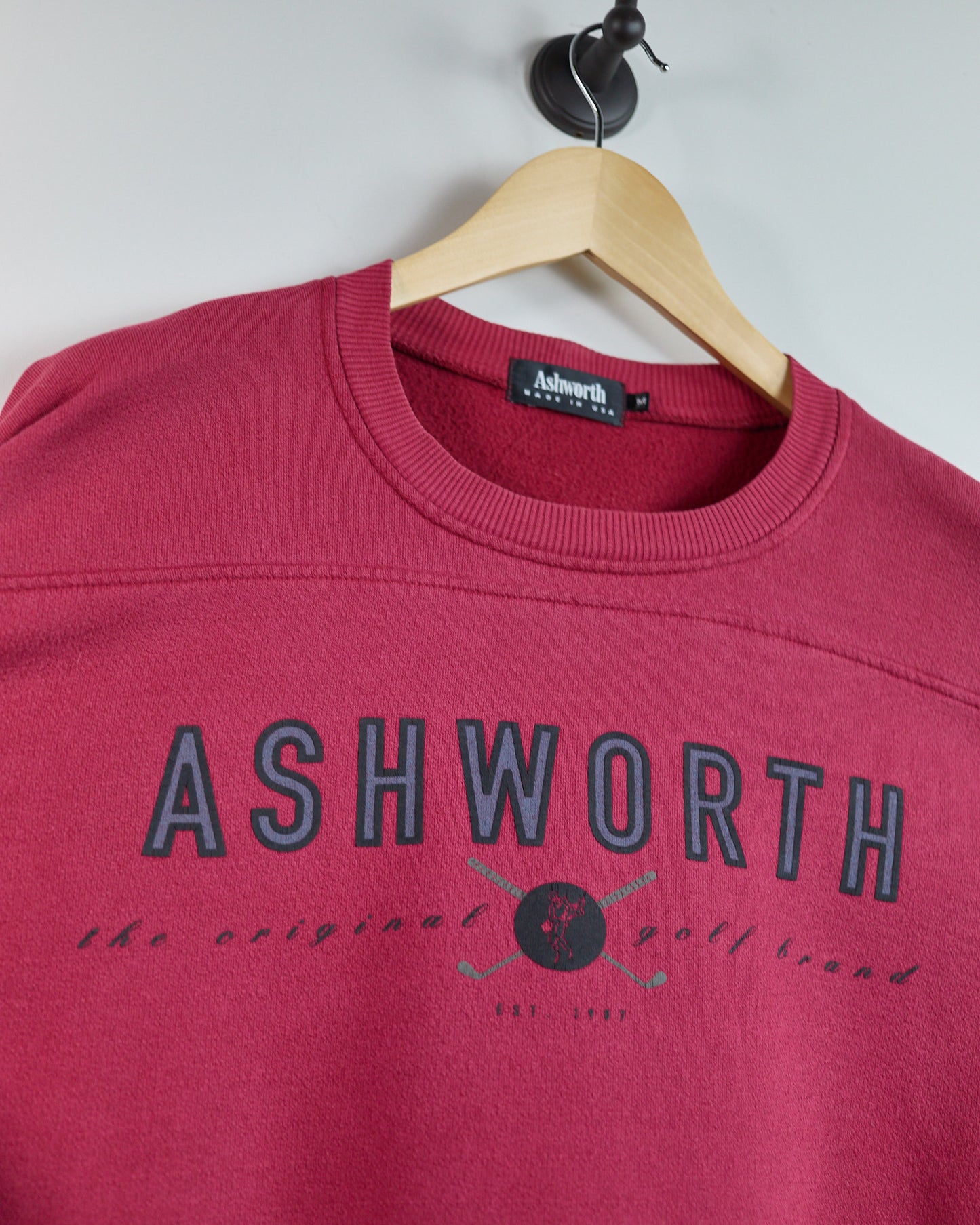 90s Ashworth Red Crew Neck Jumper (M)