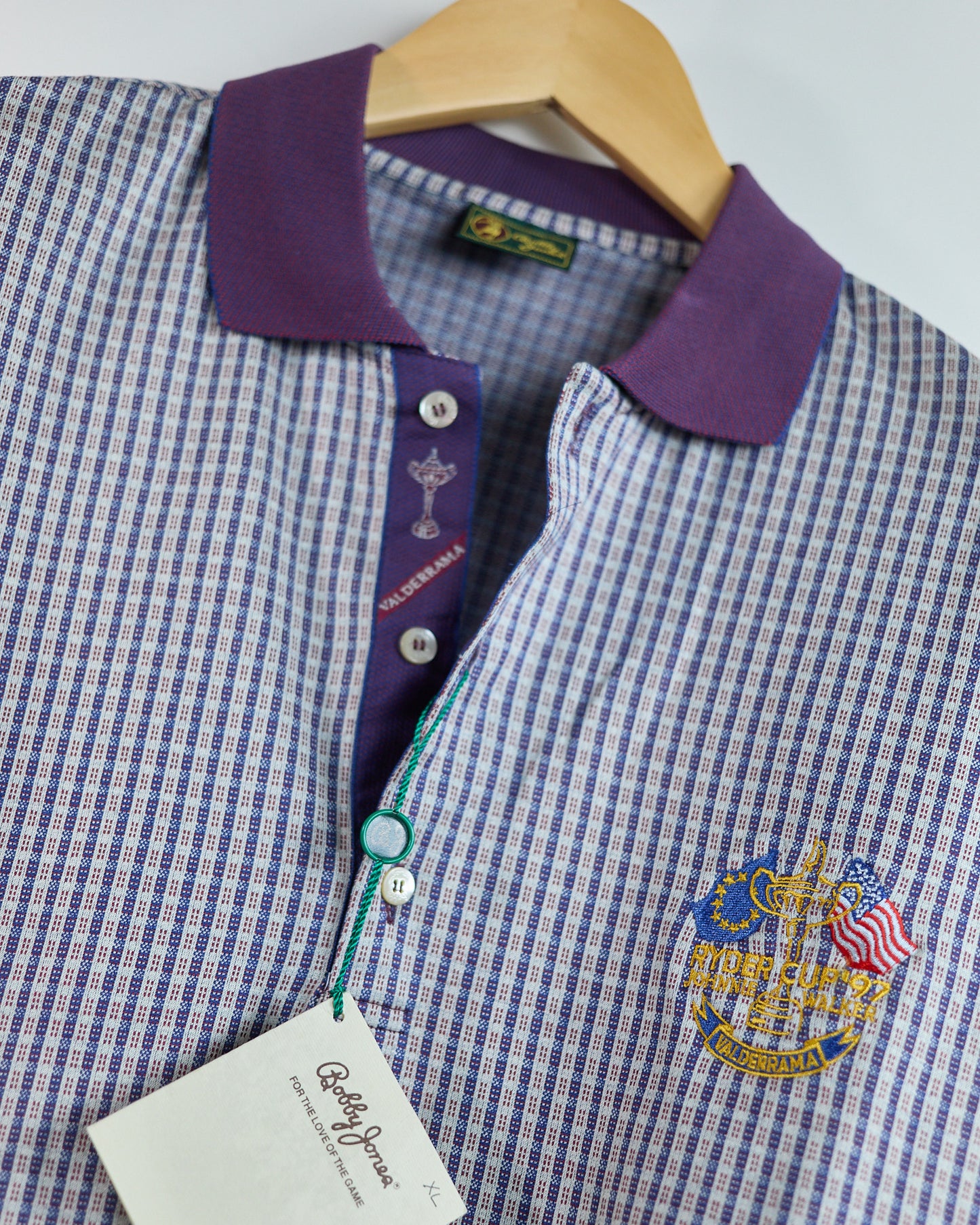90s Bobby Jones Cream/Navy 1997 Ryder Cup Valderrama Pattern Polo, NWT (XL)