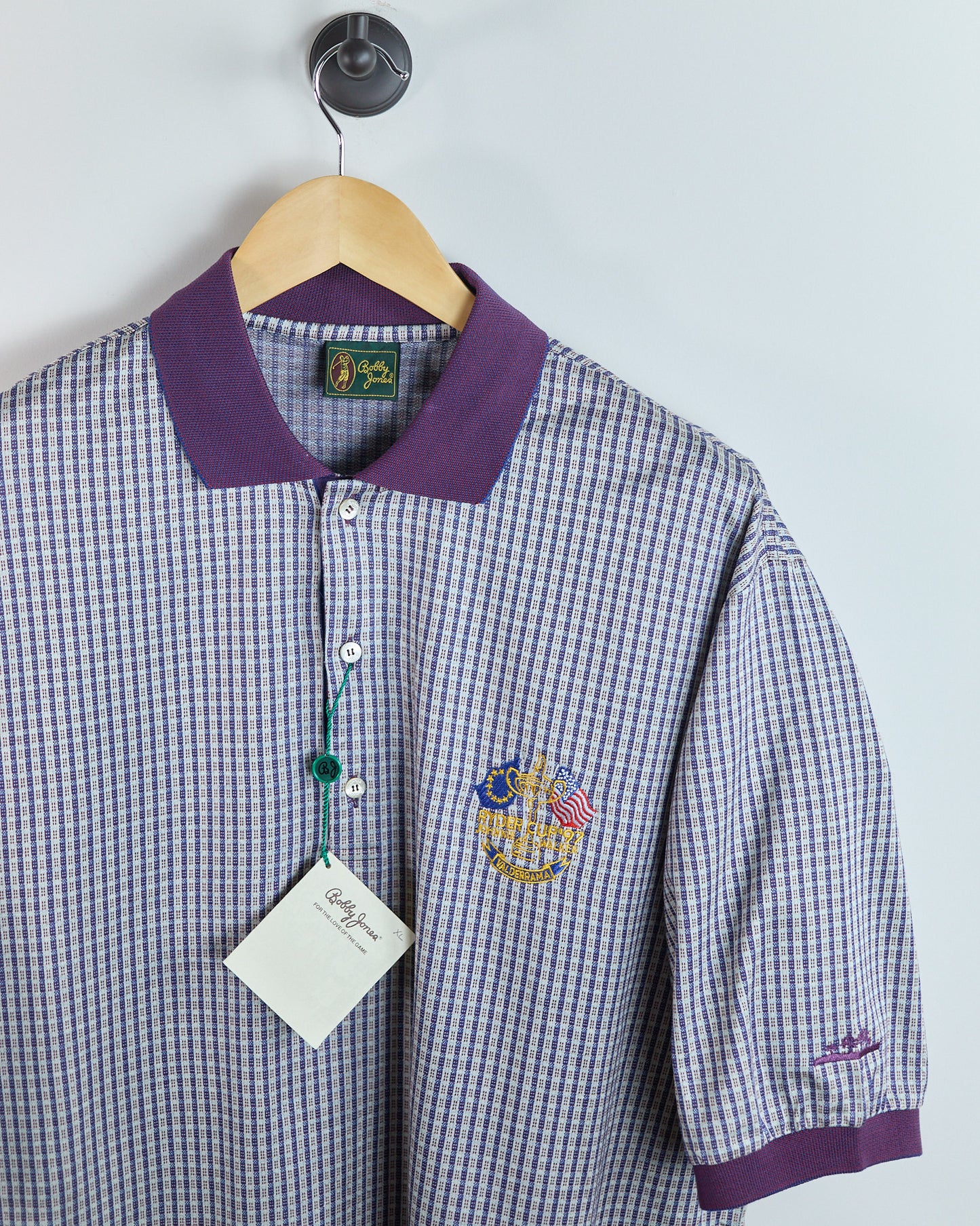 90s Bobby Jones Cream/Navy 1997 Ryder Cup Valderrama Pattern Polo, NWT (XL)