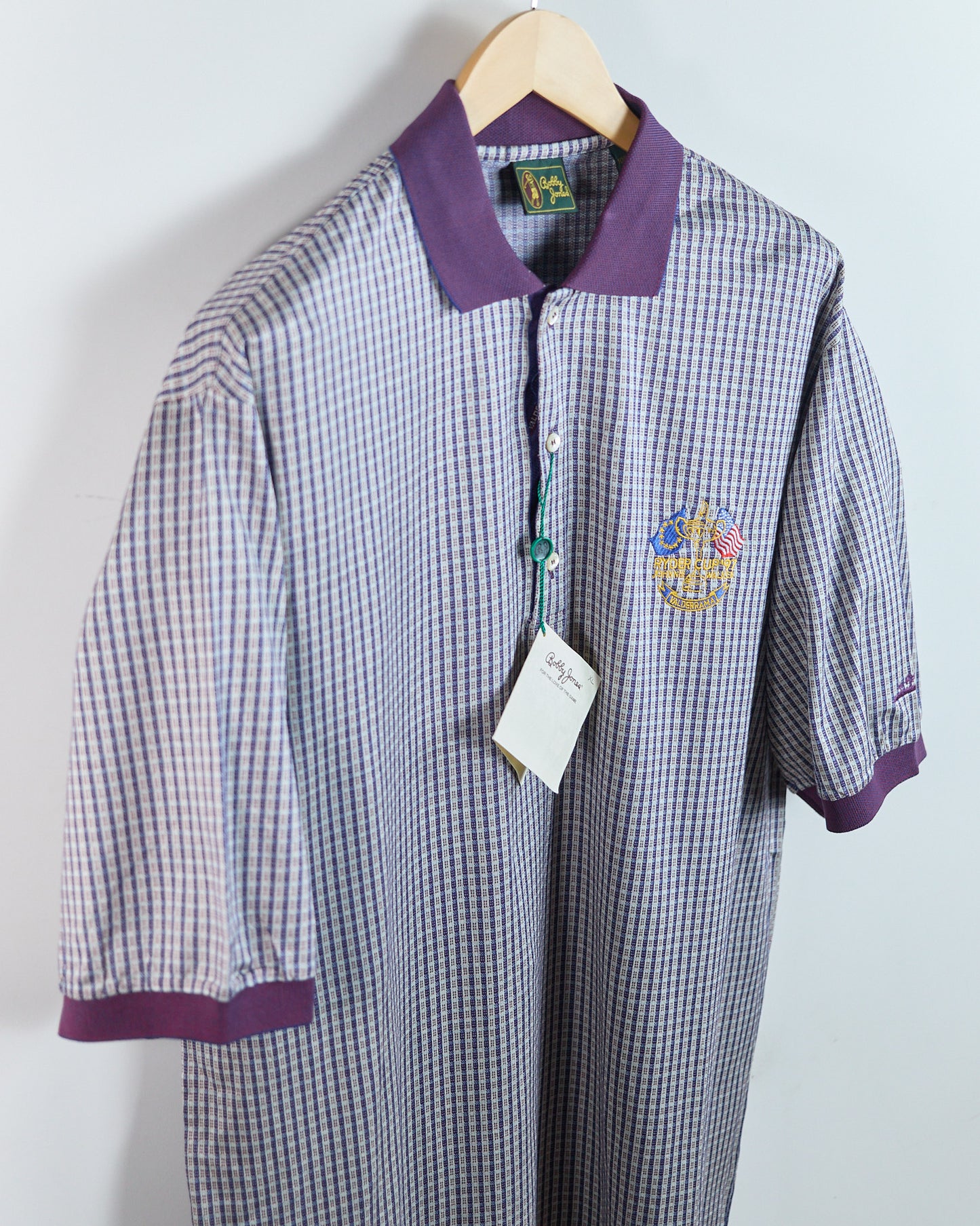 90s Bobby Jones Cream/Navy 1997 Ryder Cup Valderrama Pattern Polo, NWT (XL)