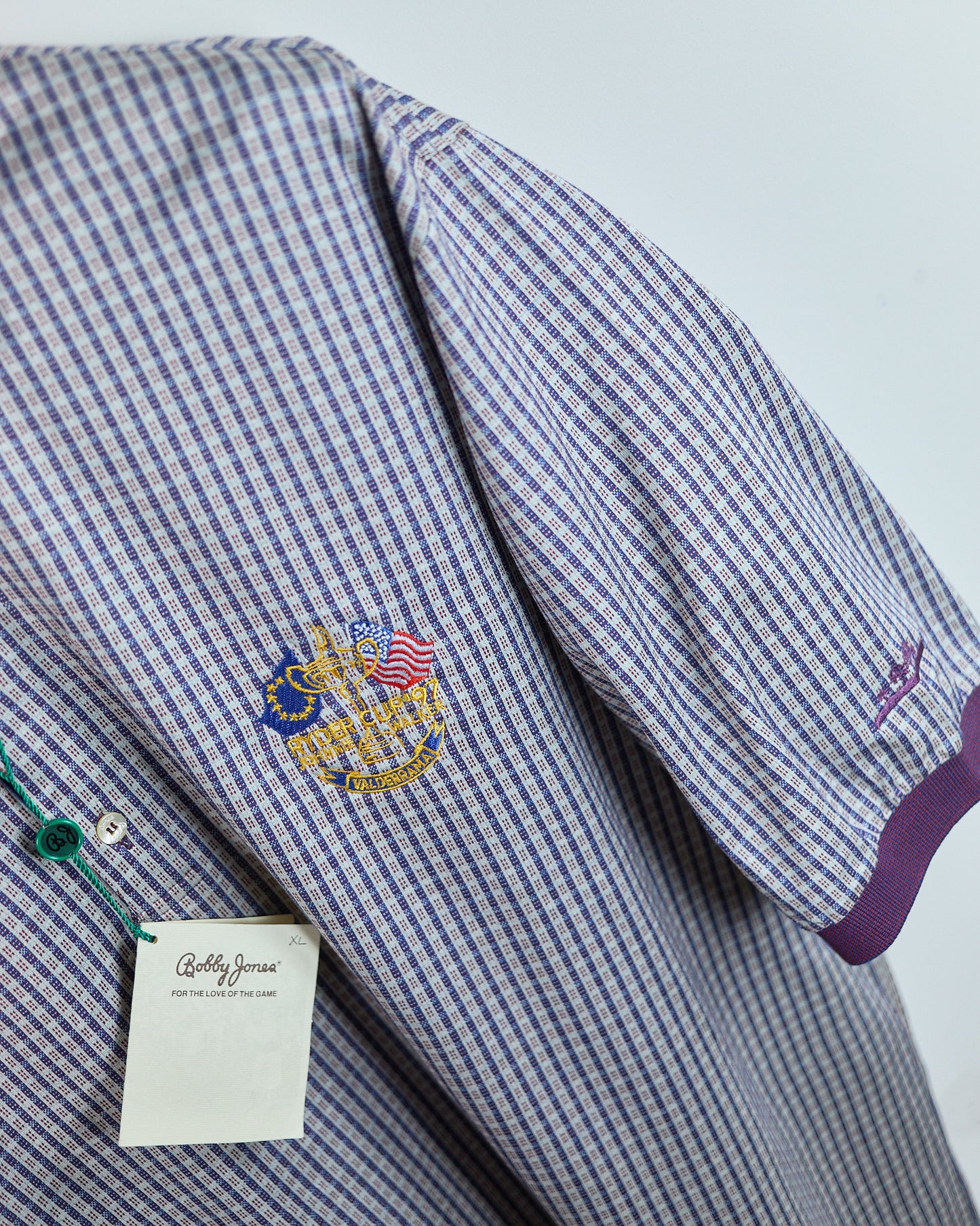 90s Bobby Jones Cream/Navy 1997 Ryder Cup Valderrama Pattern Polo, NWT (XL)