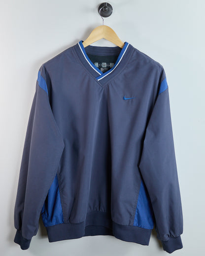 90s Nike Golf Dark Blue/Blue V Neck Windbreaker (L)