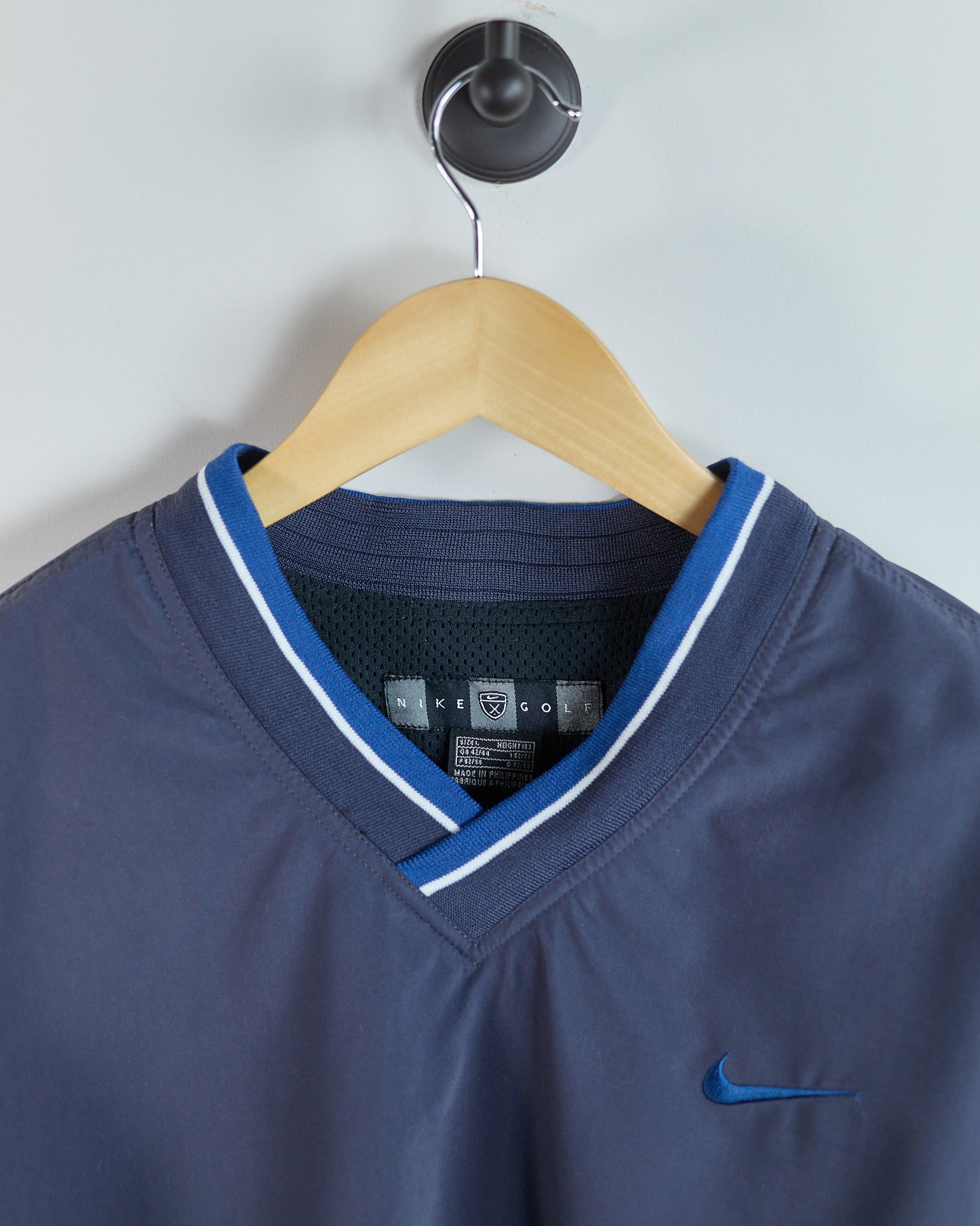 90s Nike Golf Dark Blue/Blue V Neck Windbreaker (L)