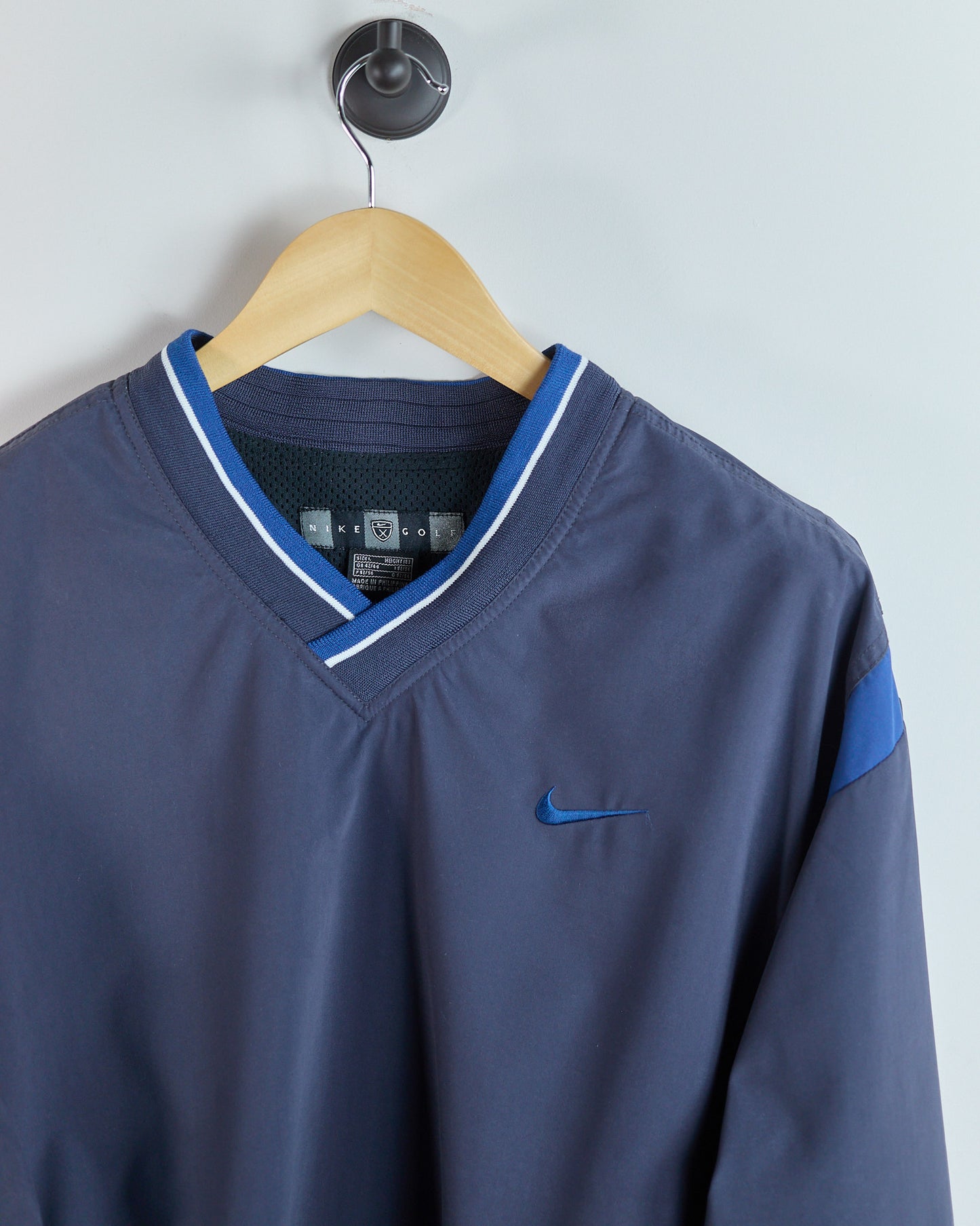 90s Nike Golf Dark Blue/Blue V Neck Windbreaker (L)