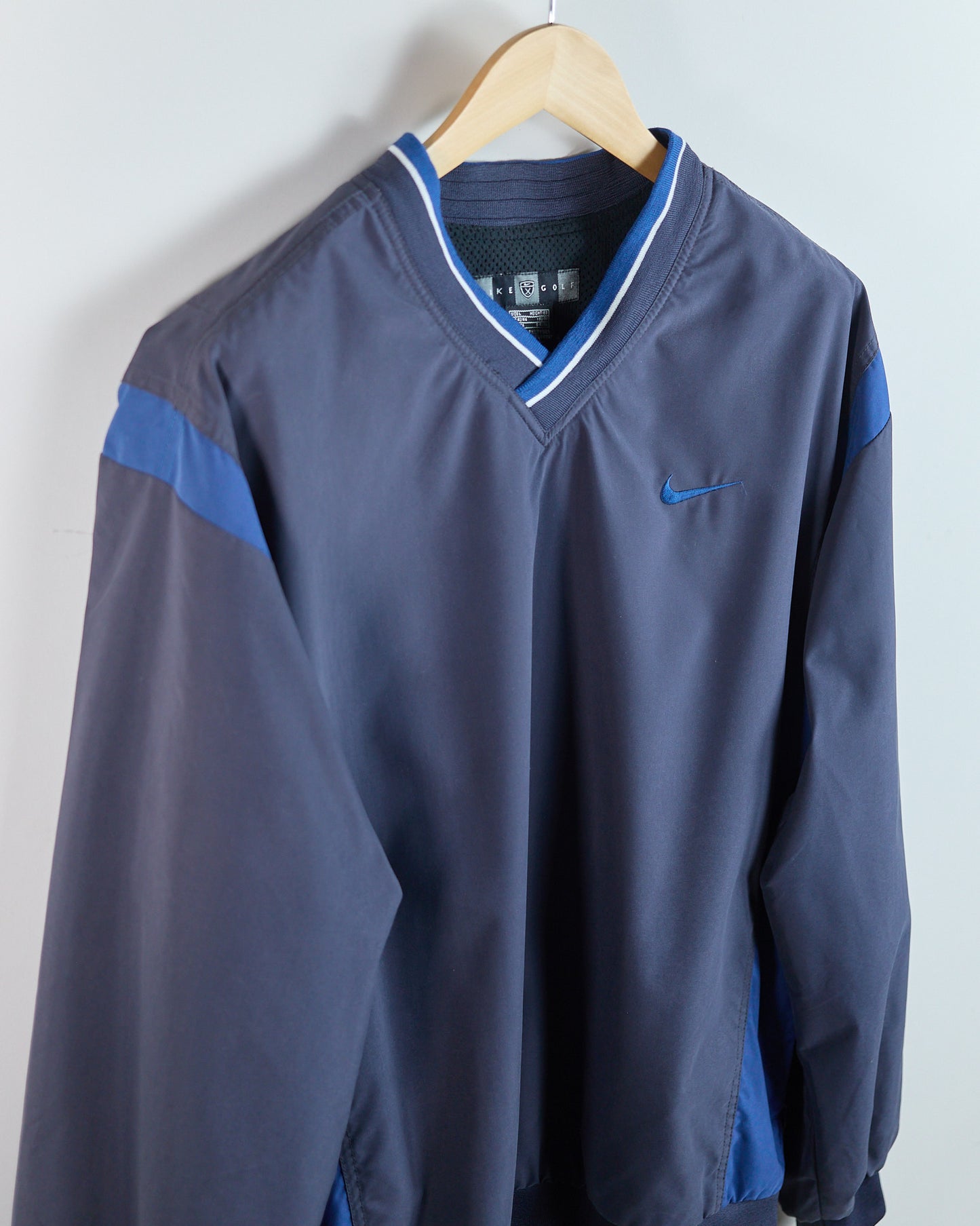 90s Nike Golf Dark Blue/Blue V Neck Windbreaker (L)
