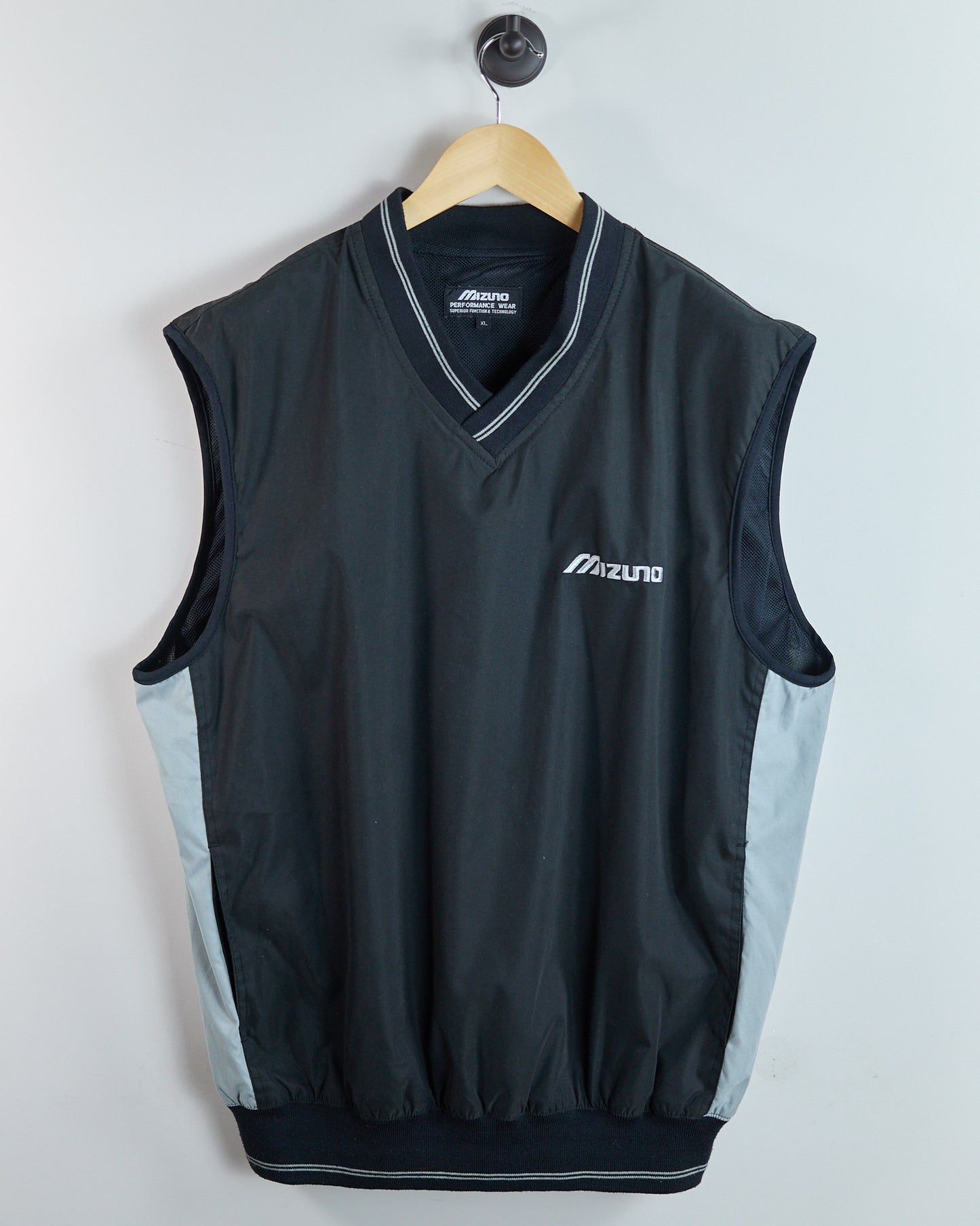90s Mizuno Golf Black/Grey Windbreaker Vest (XL)