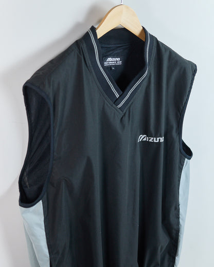 90s Mizuno Golf Black/Grey Windbreaker Vest (XL)