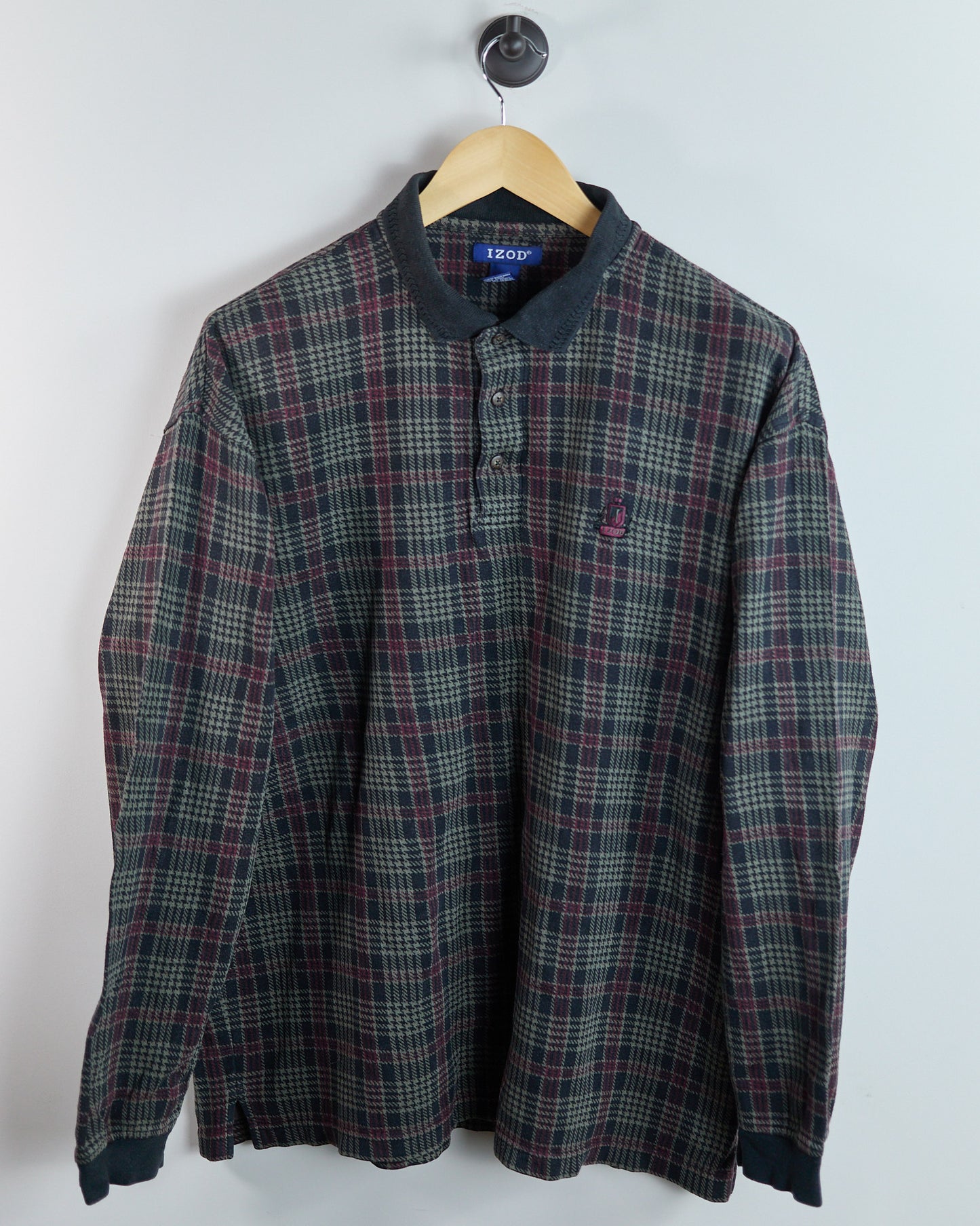 80s to early 90s Izod Charcoal/Cream Polo (L)