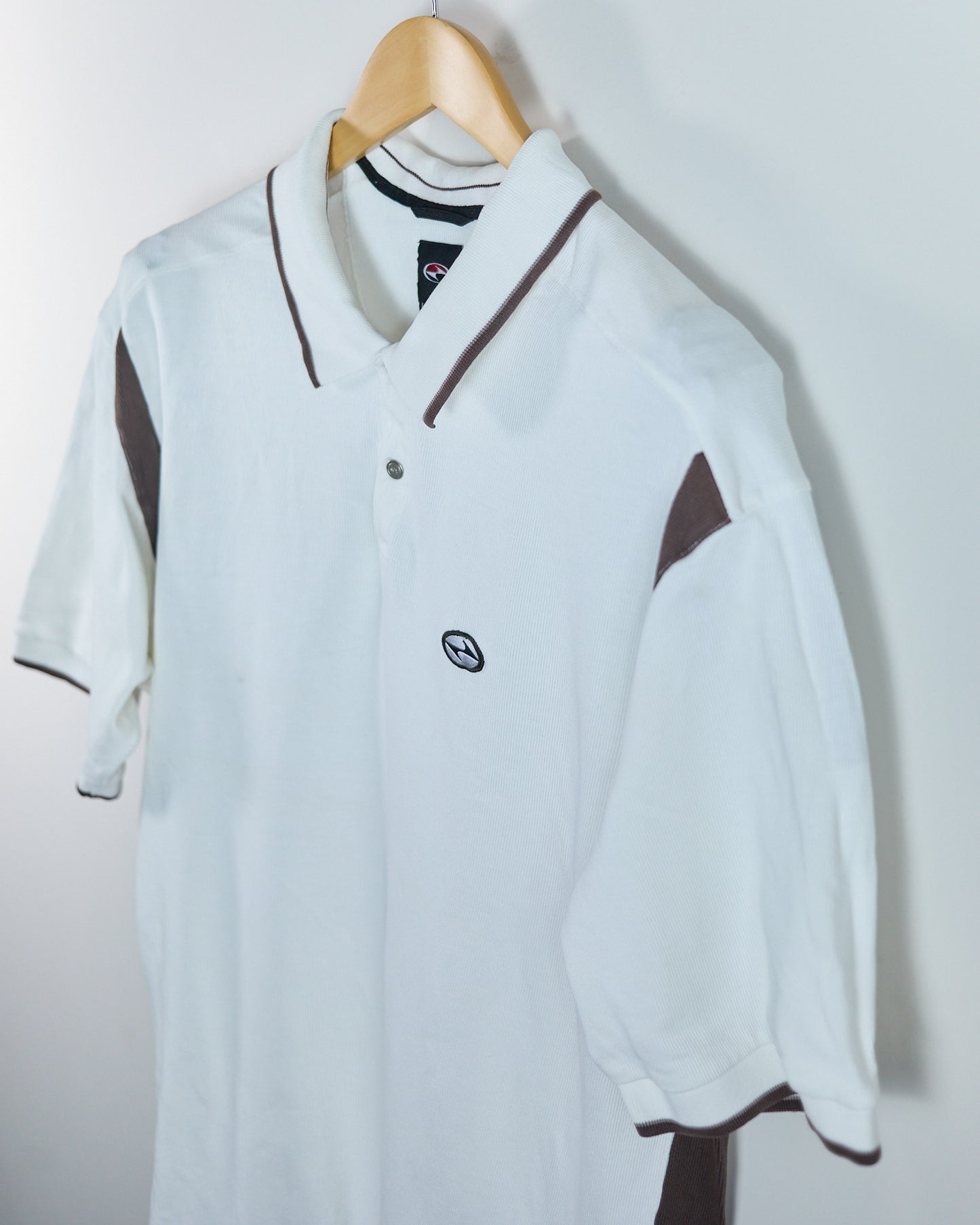90s to early 00s Nike Golf Tiger Woods Yin Yang White/Brown Polo (XL)