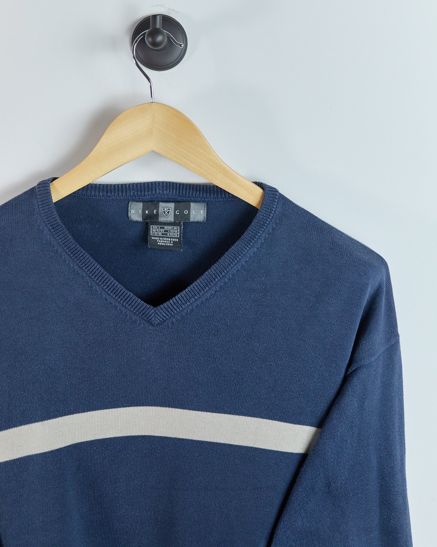 90s Nike Golf Blue/White V Neck Jumper (L)
