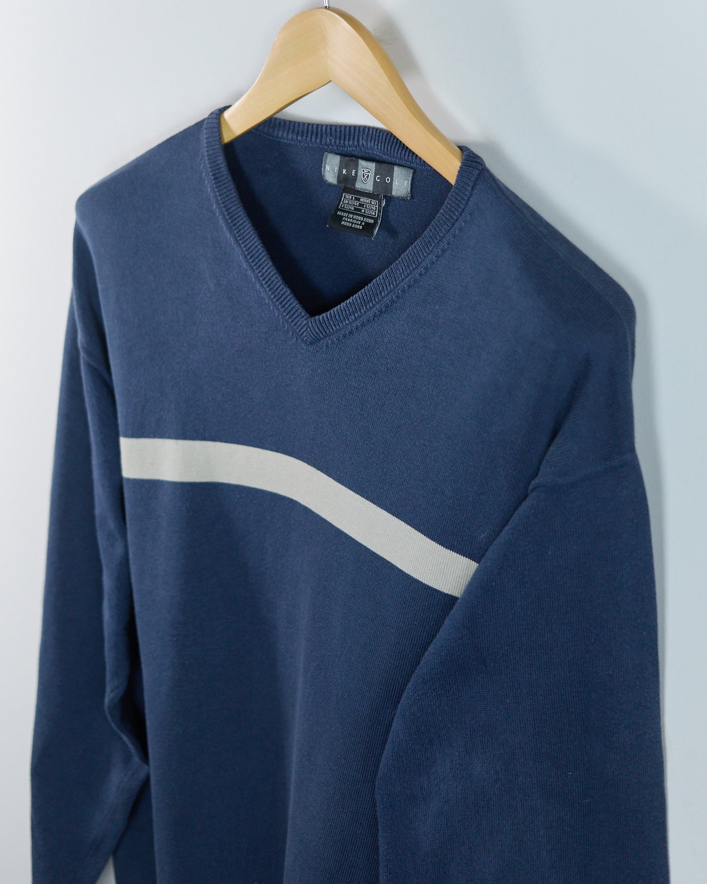 90s Nike Golf Blue/White V Neck Jumper (L)