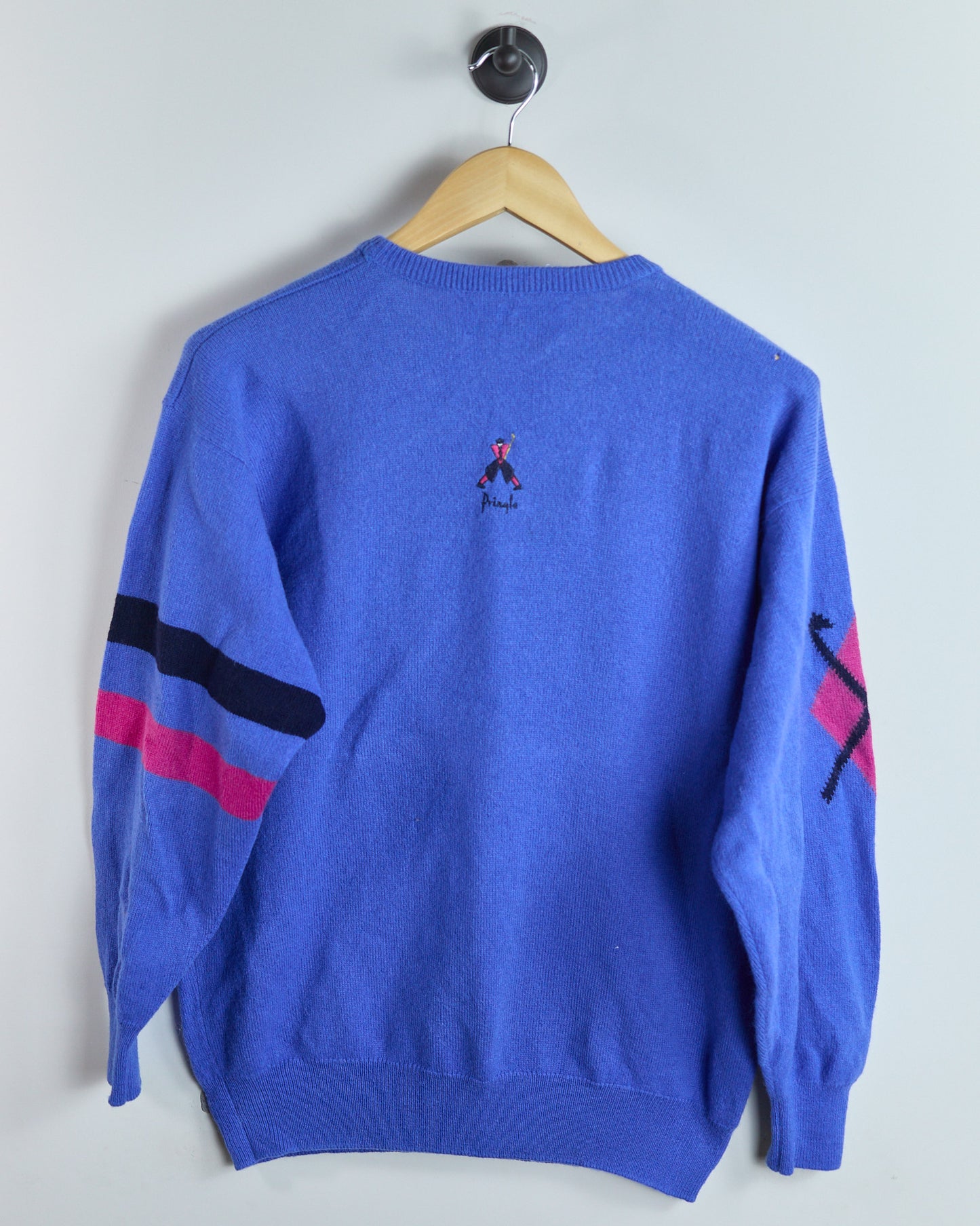 80s Pringle x Faldo Blue/Red Crew Neck Jumper (M)