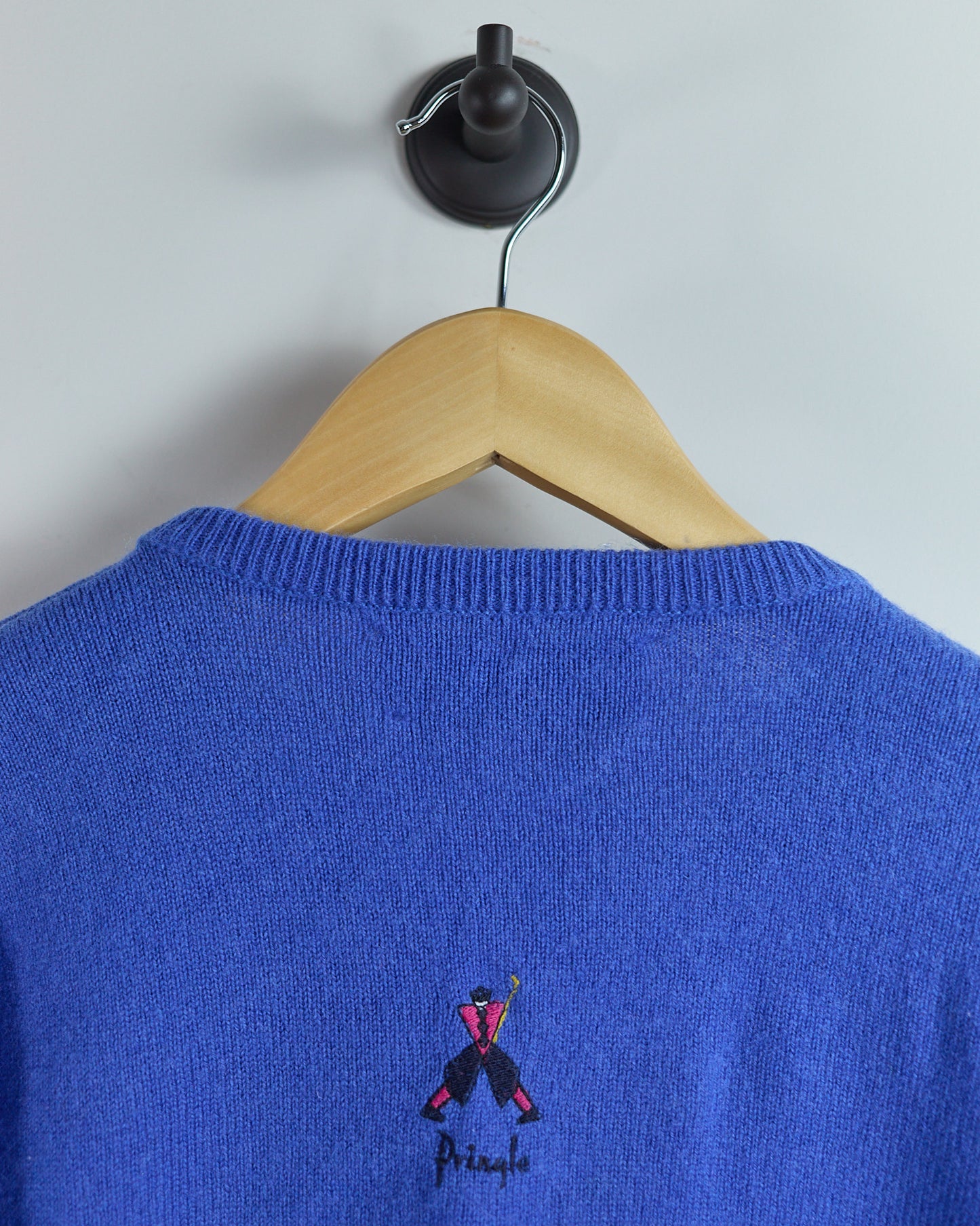 80s Pringle x Faldo Blue/Red Crew Neck Jumper (M)