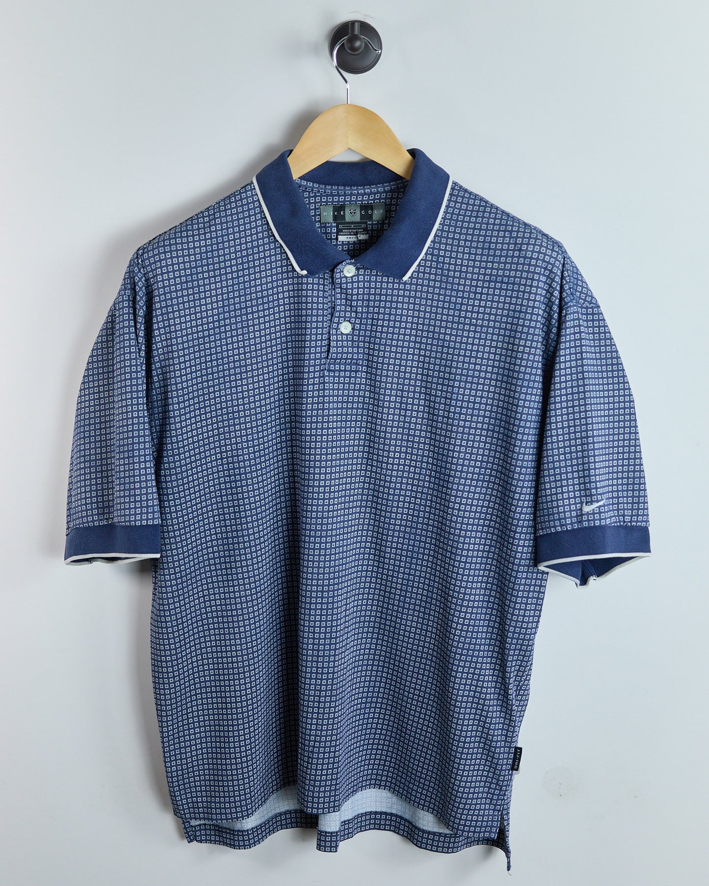 90s Nike Golf Navy/White Pattern Polo (L)