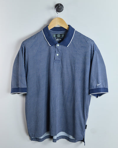 90s Nike Golf Navy/White Pattern Polo (L)