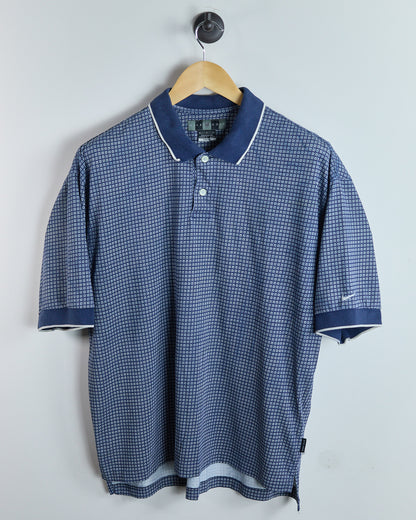 90s Nike Golf Navy/White Pattern Polo (L)