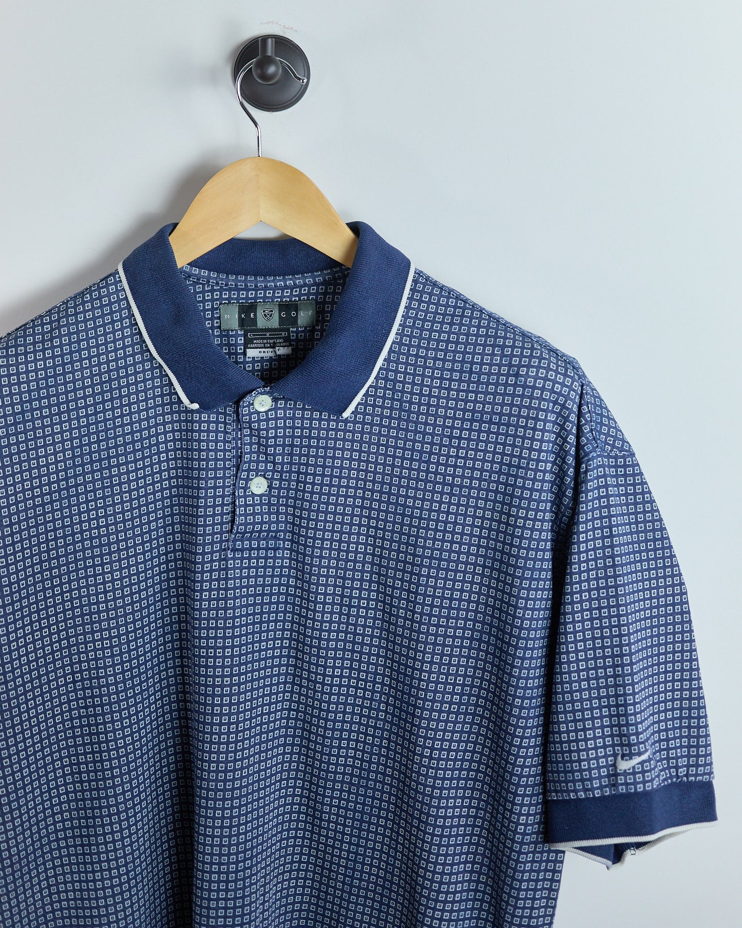90s Nike Golf Navy/White Pattern Polo (L)