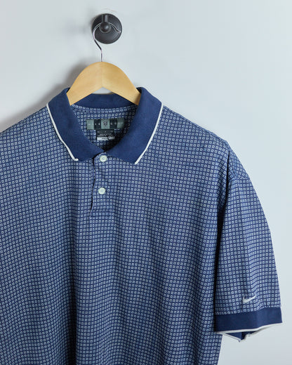 90s Nike Golf Navy/White Pattern Polo (L)