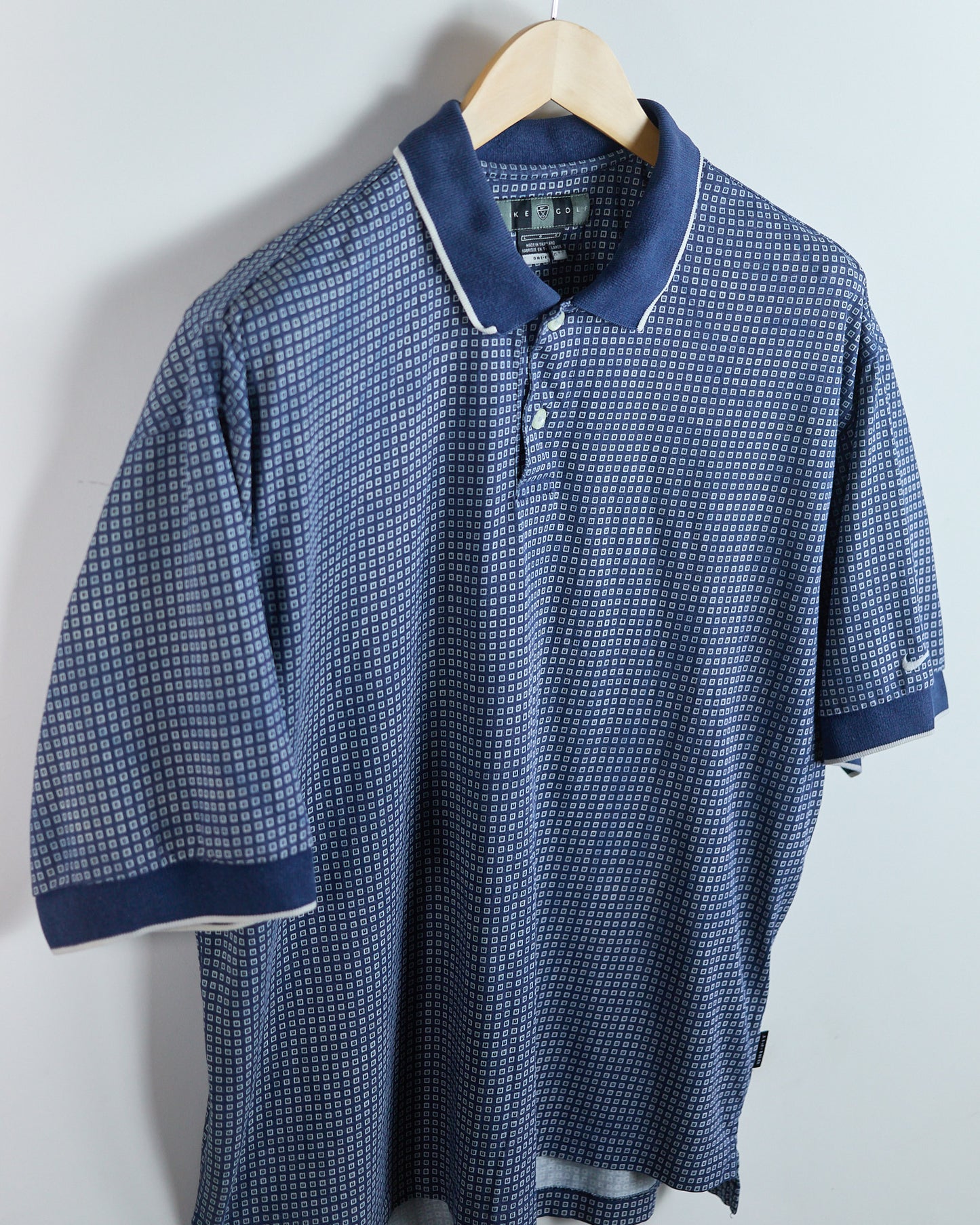 90s Nike Golf Navy/White Pattern Polo (L)