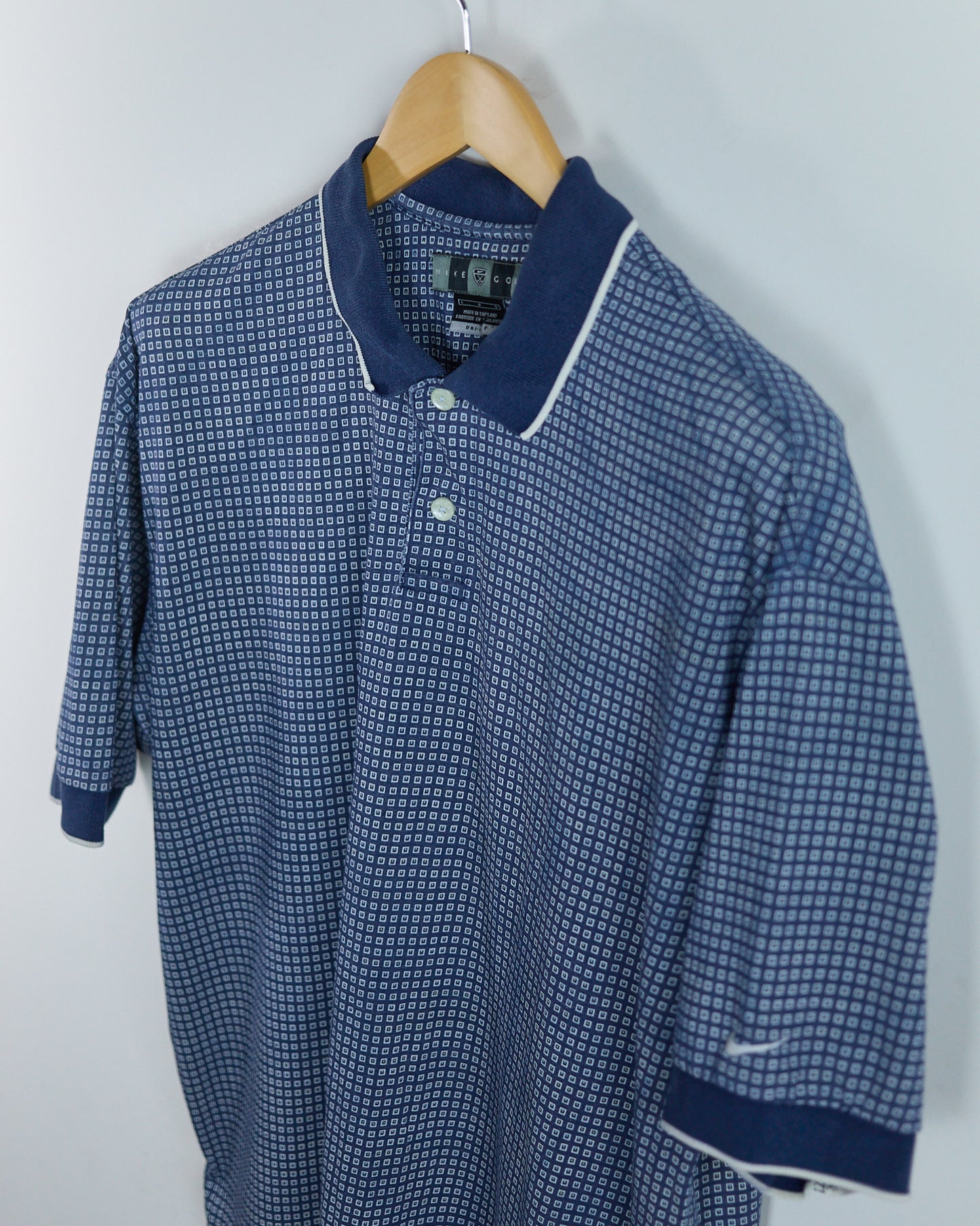 90s Nike Golf Navy/White Pattern Polo (L)