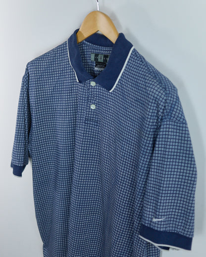 90s Nike Golf Navy/White Pattern Polo (L)