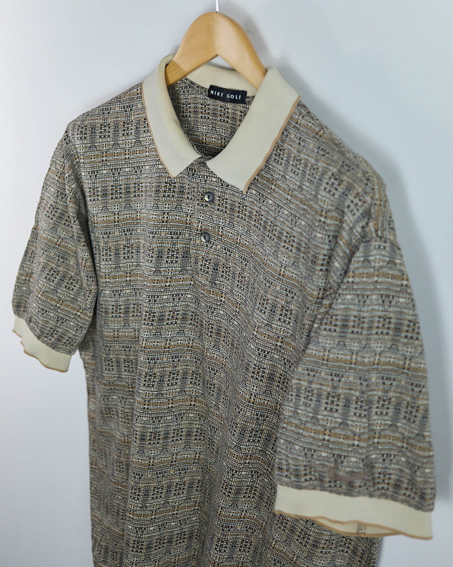 90s Nike Golf Cream/White Polo (XL)