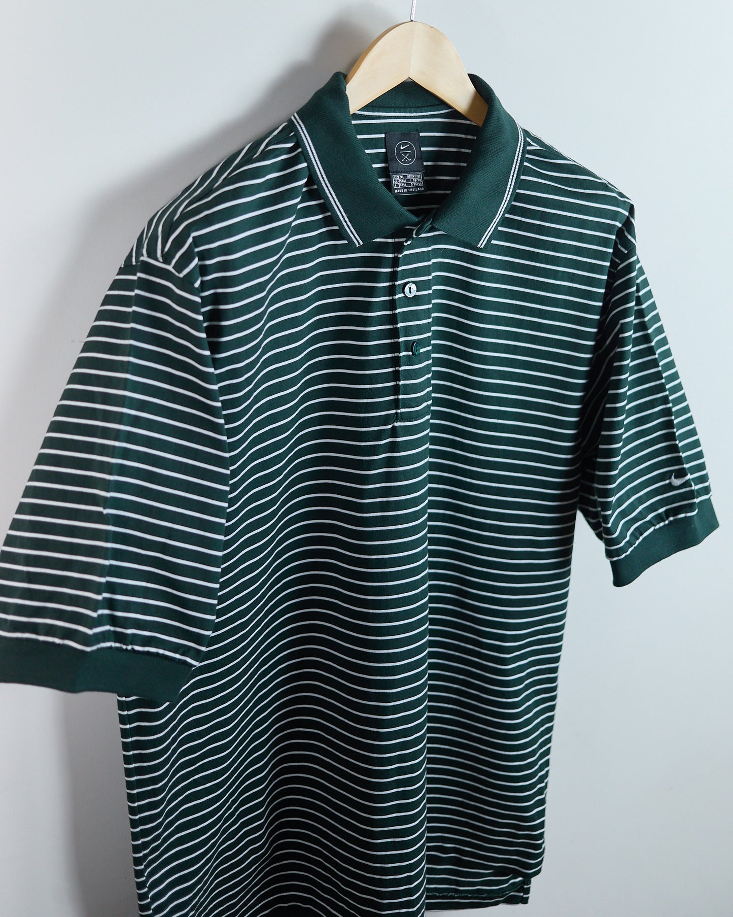 90s Nike Golf Green/White horizontal stripe Polo (XL)