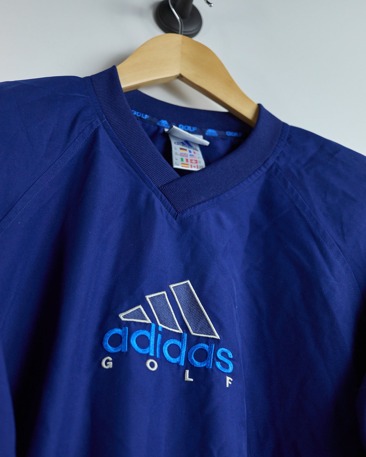 90s Adidas Golf Blue V Neck Windbreaker (M)