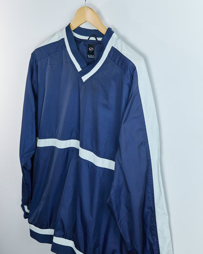90s to early 00s Nike Golf Tiger Woods Yin Yang Blue/White V Neck Zip Up Windbreaker (XL)