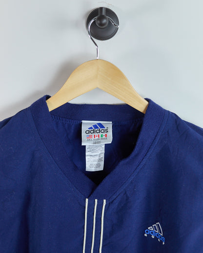 Mid 90s Adidas Golf Blue/White V Neck Gilet Windbreaker Jacket (L)