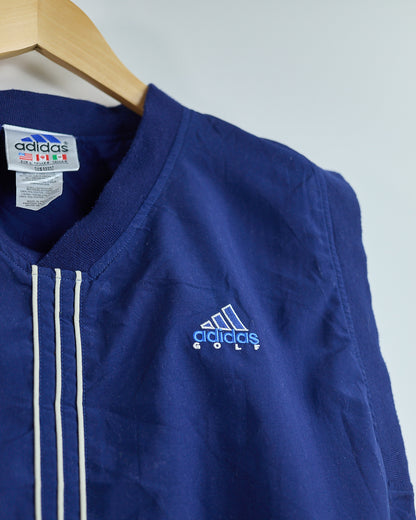 Mid 90s Adidas Golf Blue/White V Neck Gilet Windbreaker Jacket (L)