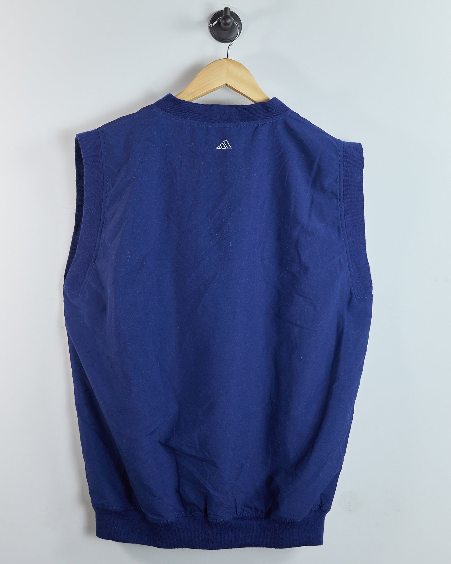 Mid 90s Adidas Golf Blue/White V Neck Gilet Windbreaker Jacket (L)