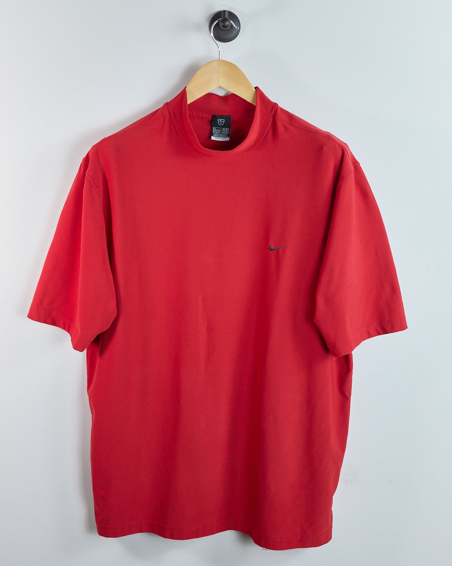 90s Nike Golf Shield Logo Red Short Sleeve Mock Neck (XL)