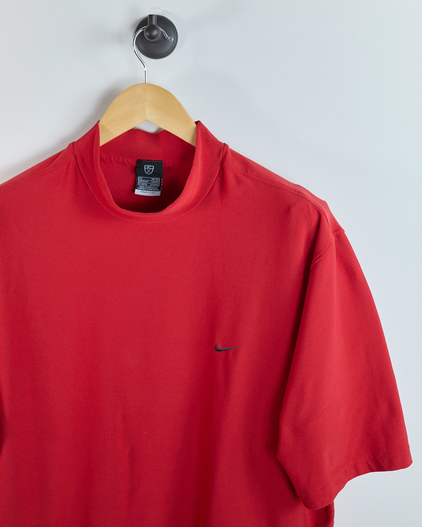 90s Nike Golf Shield Logo Red Short Sleeve Mock Neck (XL)